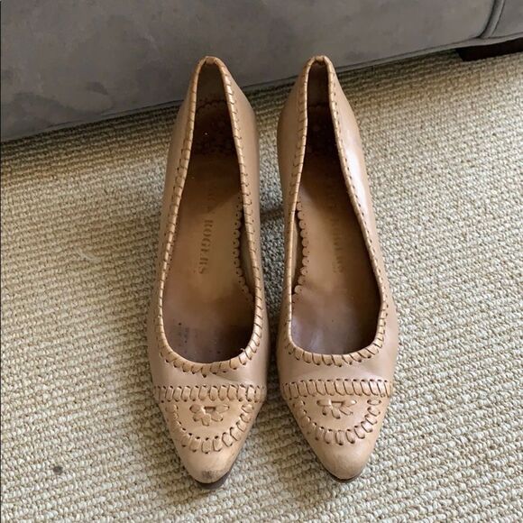 Jack Rodgers kitten leather heels 7.5 tan - Picture 1 of 4